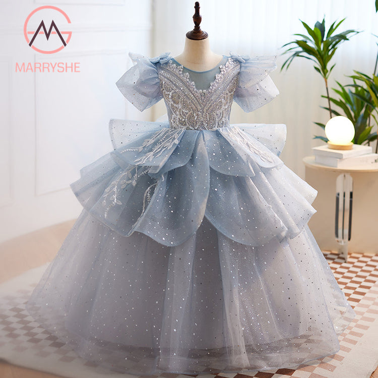 MARRYSHE Toddler Summer Communion Birthday Party Dress Mesh Puffy Princess Dress