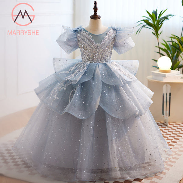 MARRYSHE Toddler Summer Communion Birthday Party Dress Mesh Puffy Princess Dress