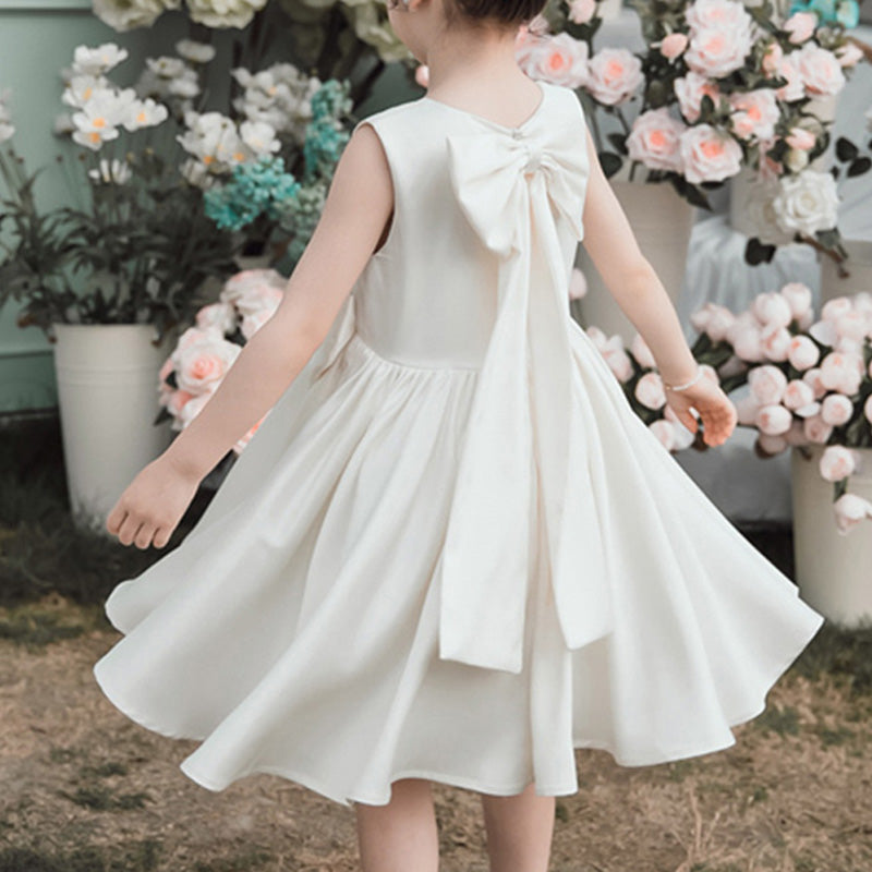 Toddler Elegant Princess Dress with Bows Girl Summer Party Gown Formal Dresses for Kids