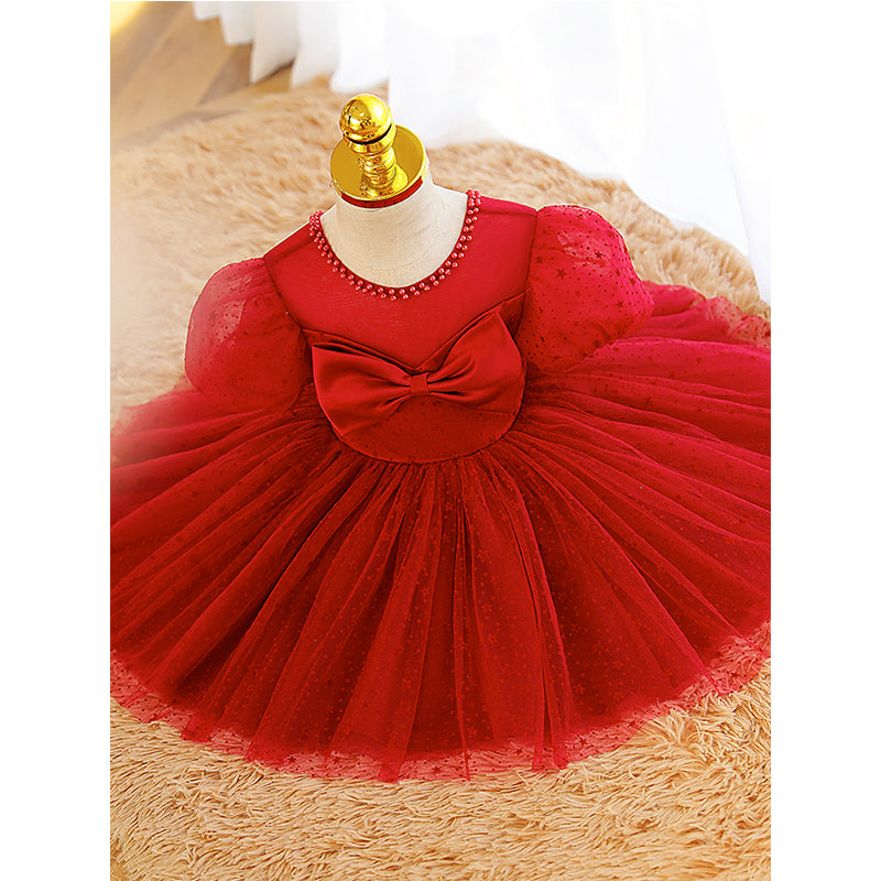 1 year old christmas dress Light luxury elegant embroidered handmade dress satin baby birthday celebration gift 1-8 year old baby girl Christmas dress