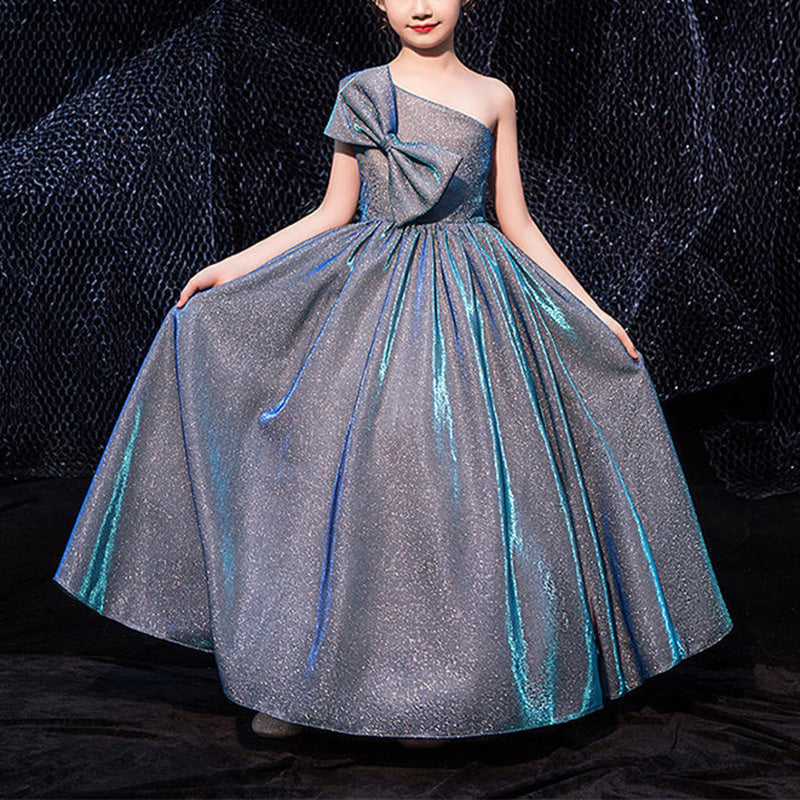 Elegant Girl Catwalk One-shoulder Piano Performance Evening Dress