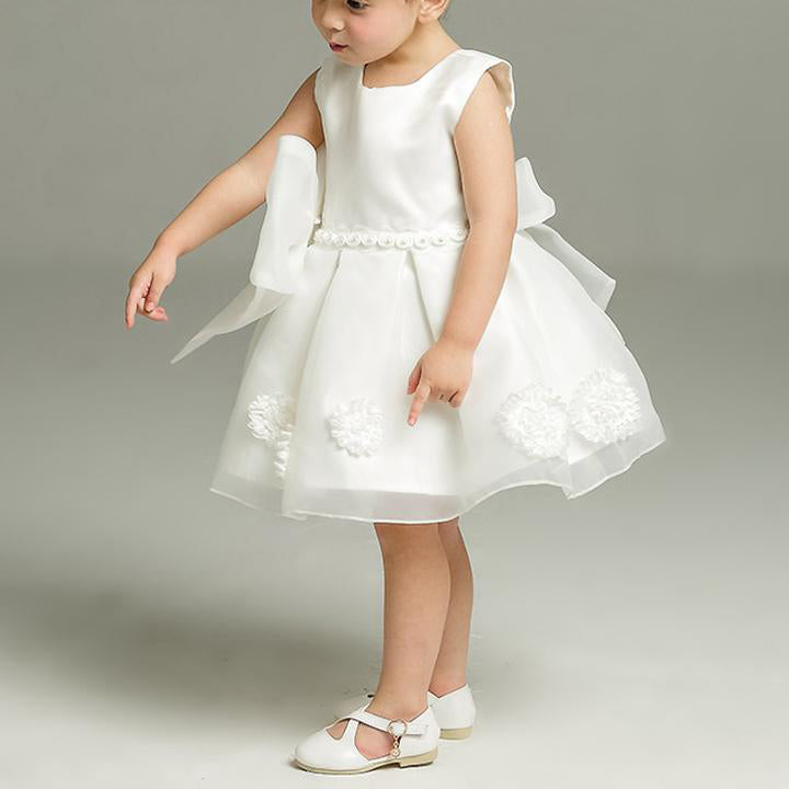 Baptism Dresses Baby Girl White Elegant Round-neck Formal Princess Dresses Flower Girl Dresses