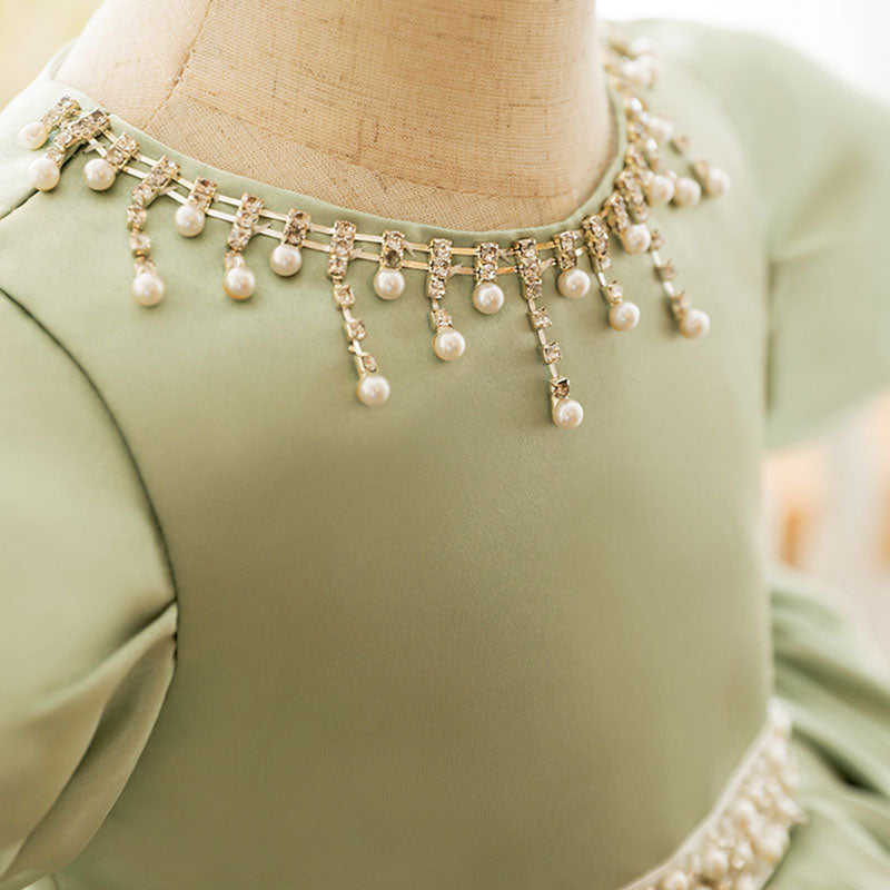 pearl design dress Beaded bridal lace fabric pearls sequins floral Baroque design, wedding dress lace scallop edge