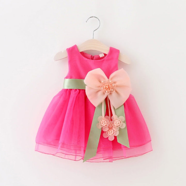 Baby Girl Easter Dress Flower Girl Dress Summer Sleeveless Bow-knot Birthday Princess Dress