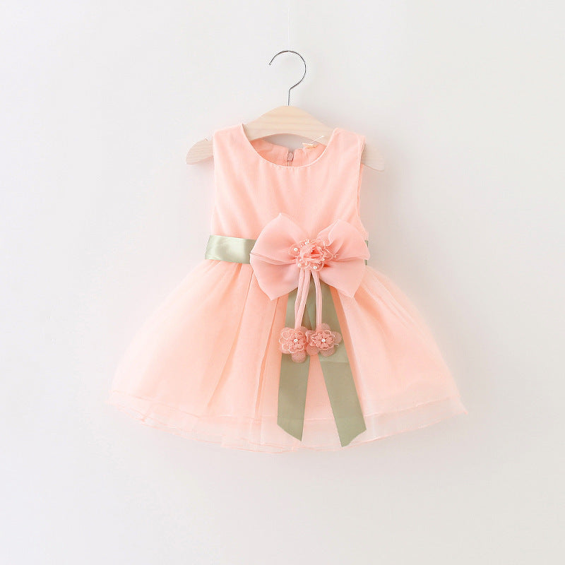 Baby Girl Easter Dress Flower Girl Dress Summer Sleeveless Bow-knot Birthday Princess Dress