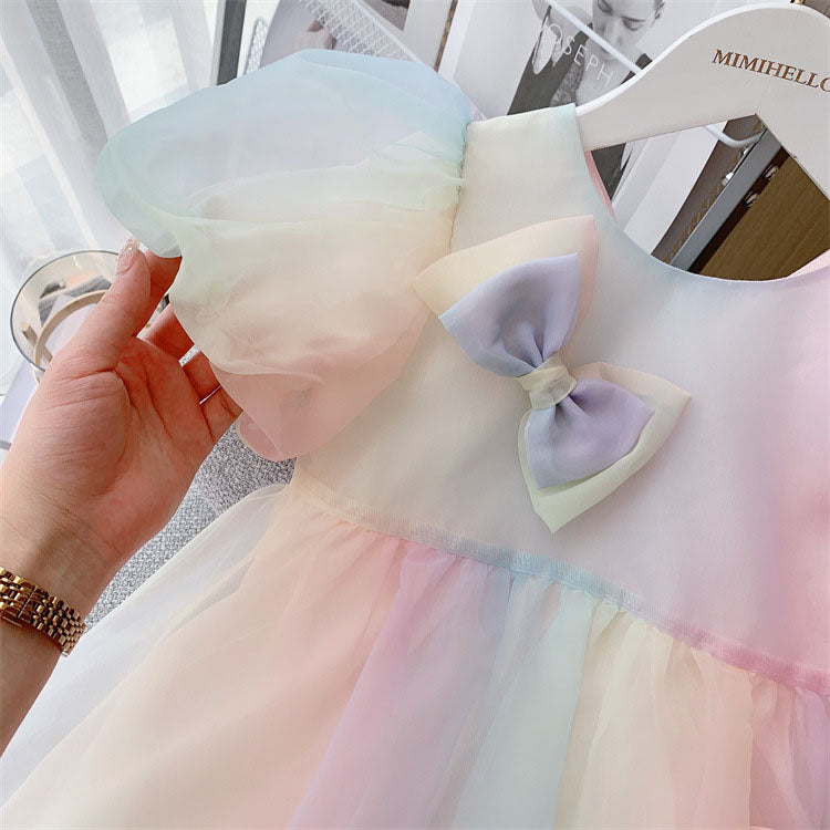 Baby Girl Party Dress Summer Rainbow Princess Dress