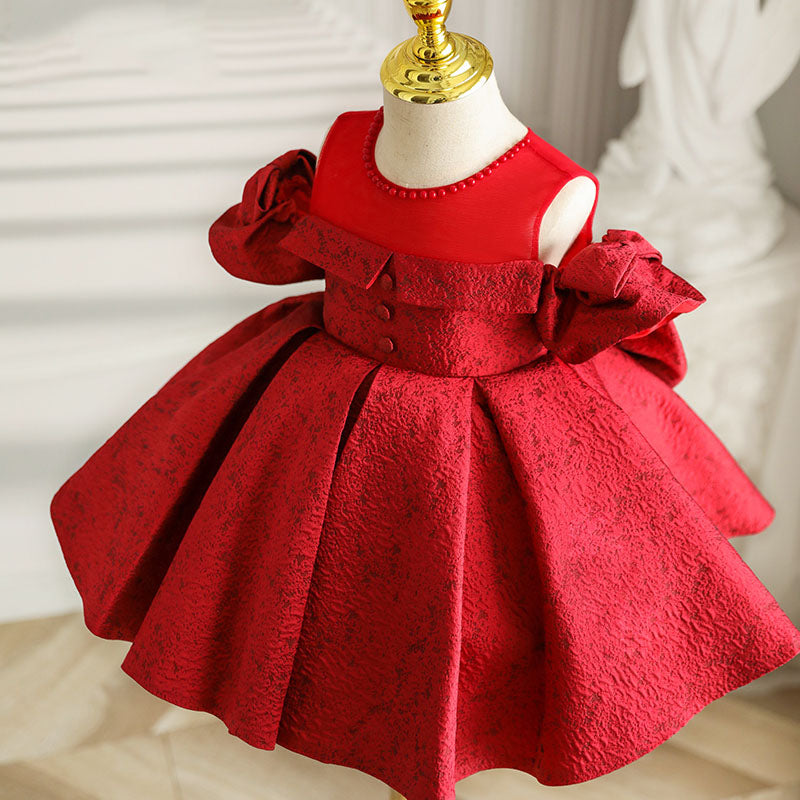 Cute Red Girls Wedding  Birthday Princess Dress