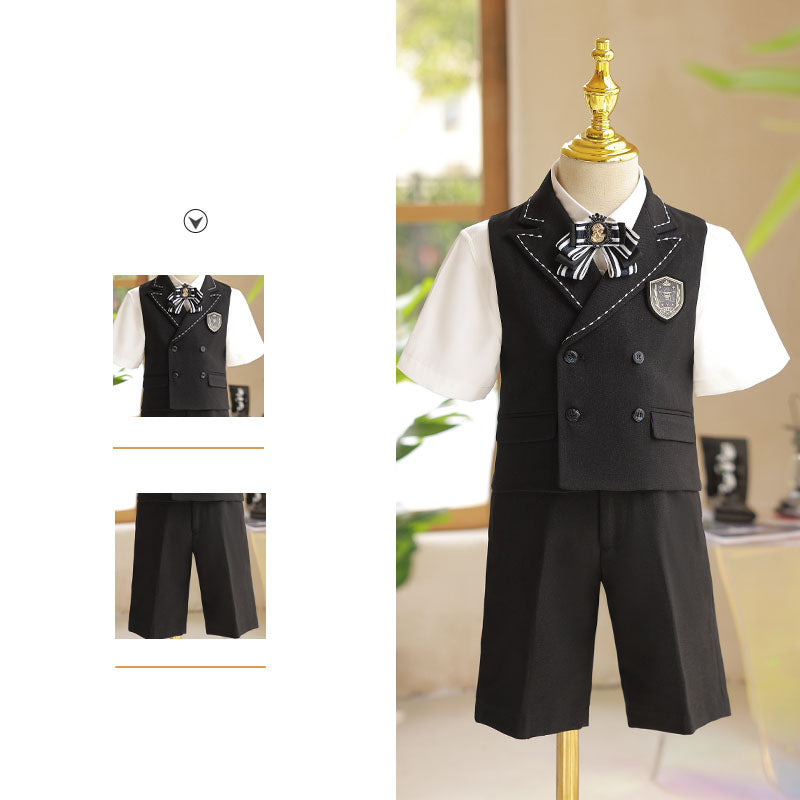 Boys Summer Wedding Birthday Vest Suit Set