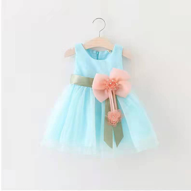 Baby Girl Easter Dress Flower Girl Dress Summer Sleeveless Bow-knot Birthday Princess Dress