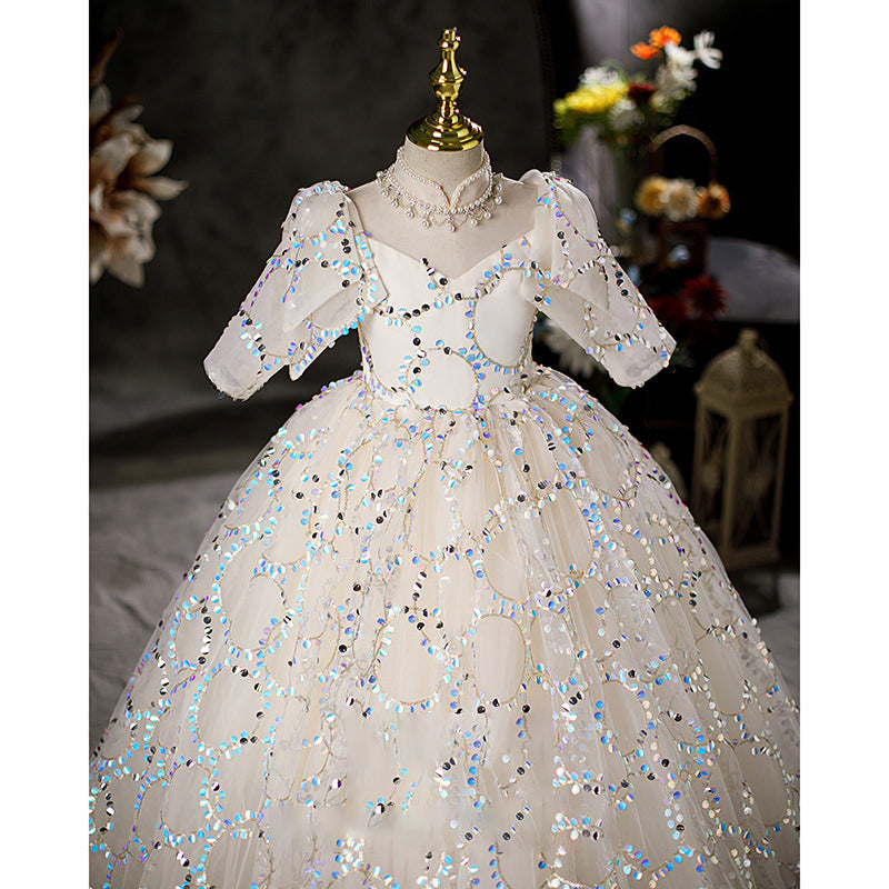 Girl First Communion Dress Flower Little Girl Wedding White Princess Pageant Dress