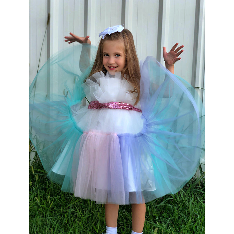 Baby Girl Summer Rainbow Cute Elegant Fluffy Birthday Dress