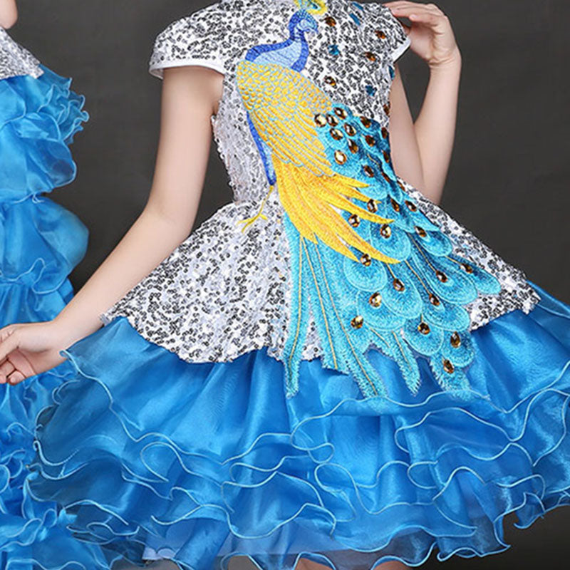 Toddler Ball Gowns Girl Sequins Fluffy Tail Princess Party Pageant Dress