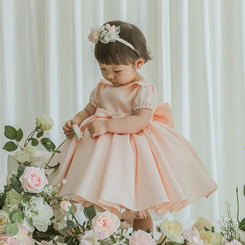Baby Girl Party Dress Doll Collar Big Bow Princess Dress – marryshe