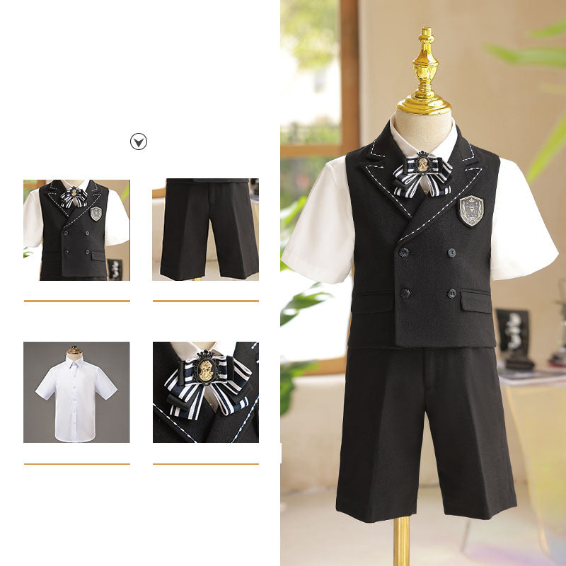 Boys Summer Wedding Birthday Vest Suit Set