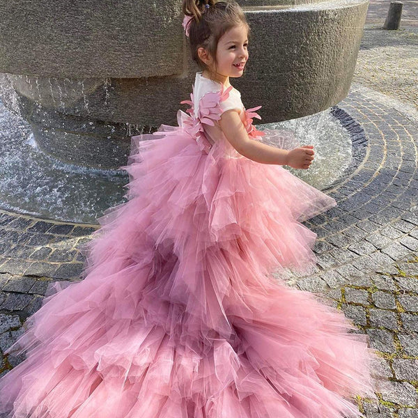 Girl Summer Luxury Swan Puffy Tail Princess Pageant Communion Dress