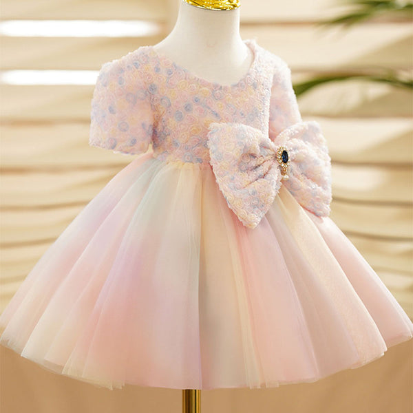 Baby Girl Rainbow Wedding Puffy Birthday Princess Dress