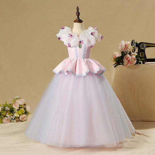 Girl Summer Butterfly Puffy Birthday Party Dress