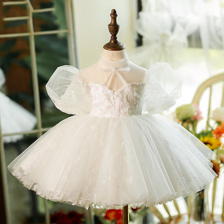 Baby Girl Dress Toddler Summer White Sequins Princess Party Christening Dress