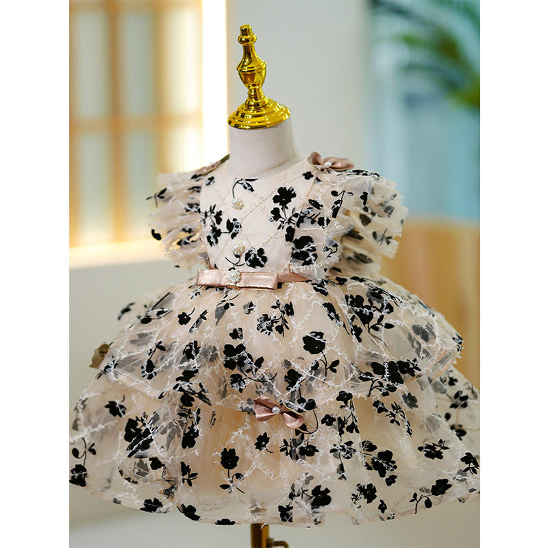 Baby Girl Princess Dress Floral Fluffy Cake Birthday Party Dress