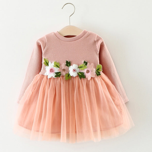 Baby Girl Long Sleeve Princess Dress Infant Birthday Party Dresses