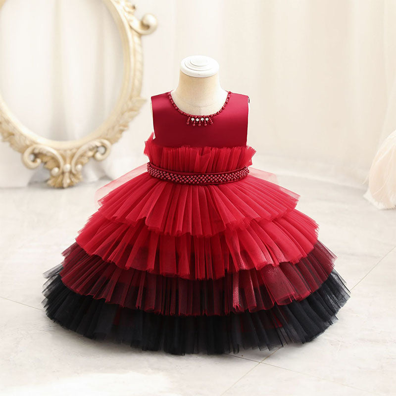 Baby Girl Birthday Party Dress Toddler Cute Gradient Cake Fluffy Princess Dress Girls Formal Dresses