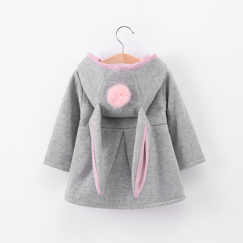 Girls Cute Bunny Ears Hooded Jacket