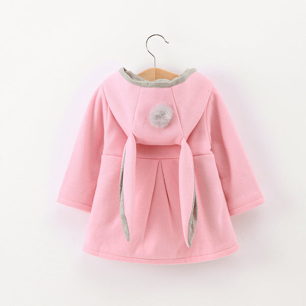 Girls Cute Bunny Ears Hooded Jacket