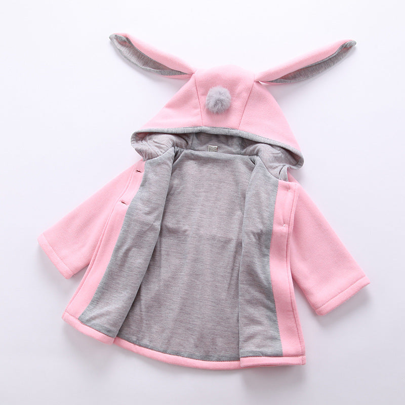 Girls Cute Bunny Ears Hooded Jacket