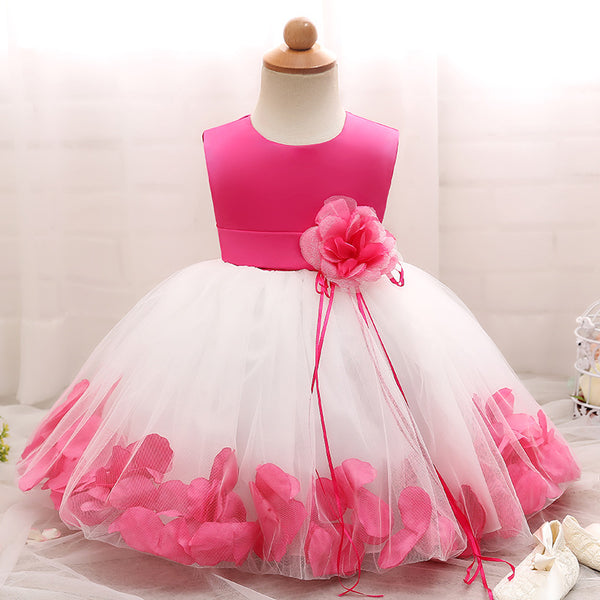 Girl Christmas Dress Baby Girl Princess Dress Toddler Sweet Round Neck Flower Girl Birthday Party Dress