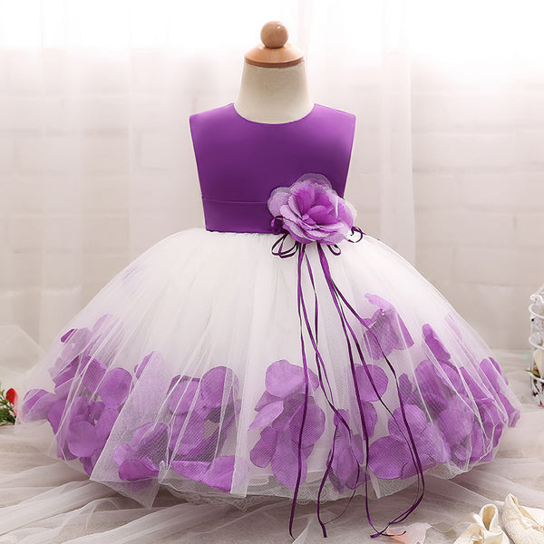 Girl Christmas Dress Baby Girl Princess Dress Toddler Sweet Round Neck Flower Girl Birthday Party Dress