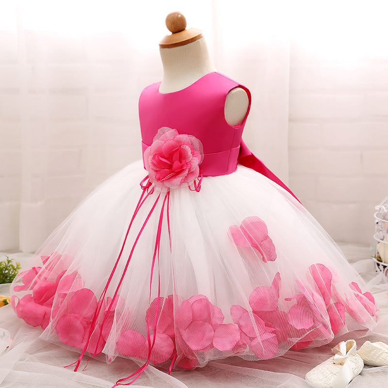 Girl Christmas Dress Baby Girl Princess Dress Toddler Sweet Round Neck Flower Girl Birthday Party Dress