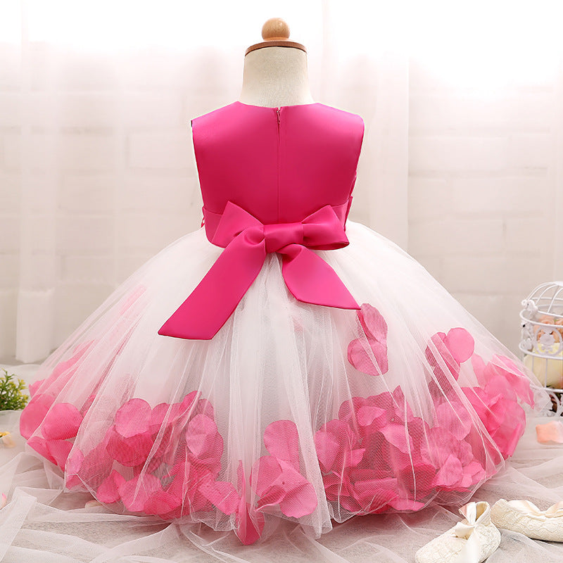 Girl Christmas Dress Baby Girl Princess Dress Toddler Sweet Round Neck Flower Girl Birthday Party Dress