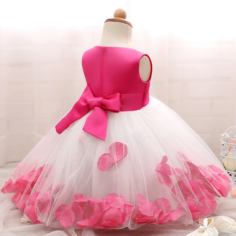 Girl Christmas Dress Baby Girl Princess Dress Toddler Sweet Round Neck Flower Girl Birthday Party Dress