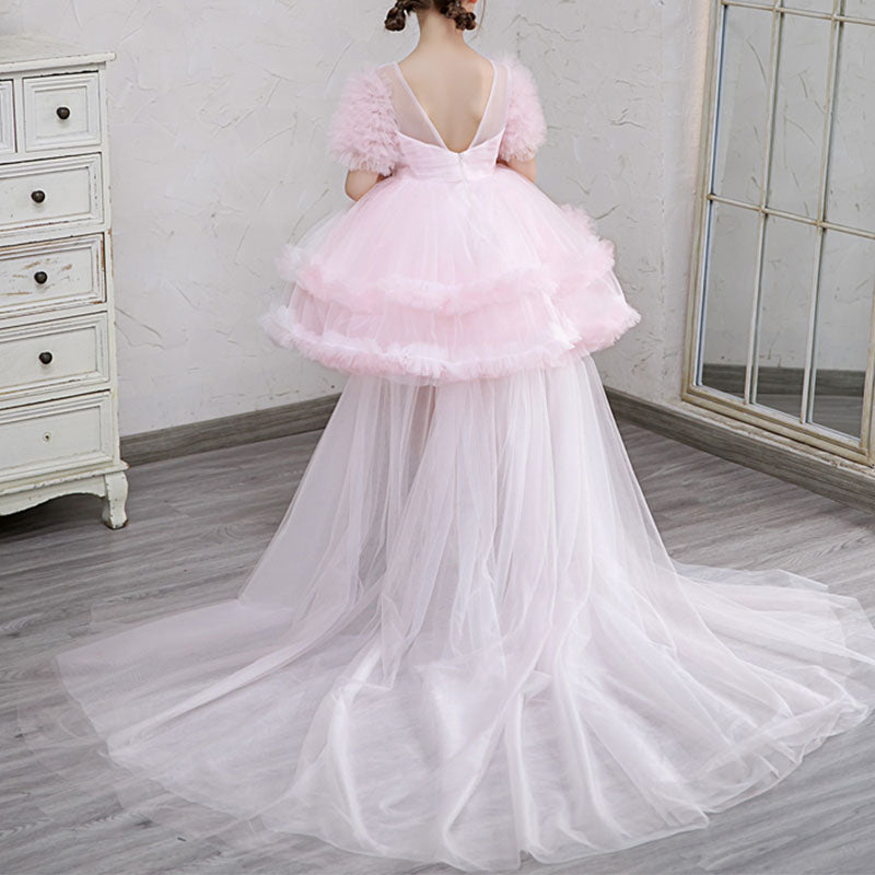 Toddler Girl Birthday Party Drss Pink Cake Trailing Princess Dress