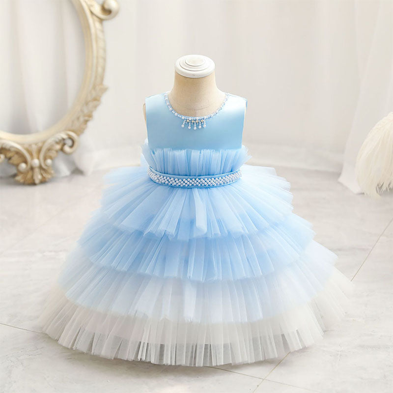 Baby Girl Birthday Party Dress Toddler Cute Gradient Cake Fluffy Princess Dress Girls Formal Dresses