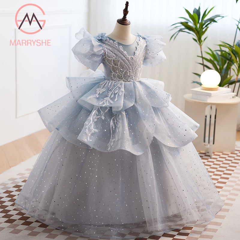 MARRYSHE Toddler Summer Communion Birthday Party Dress Mesh Puffy Princess Dress