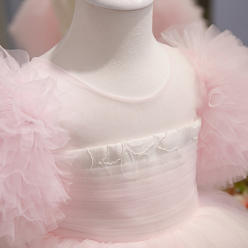 Little GirlDress Toddler Summer Fluffy Pink Cake Birthday Communion Dress
