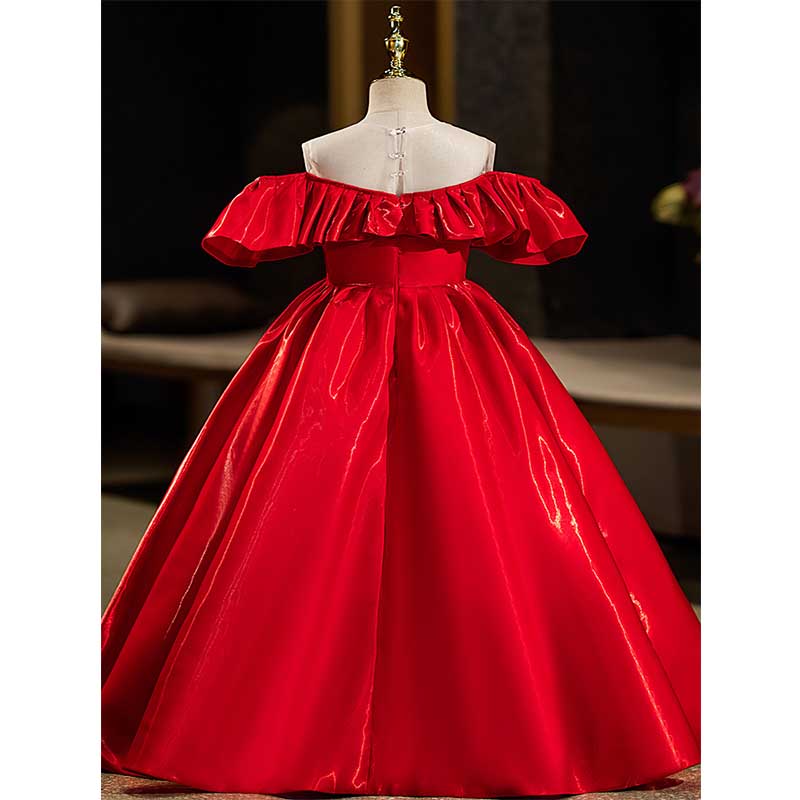 red princess dress Girls Red Princess Dress Toddler Birthday Party Dress Baby Girl Fluffy Christening Dress