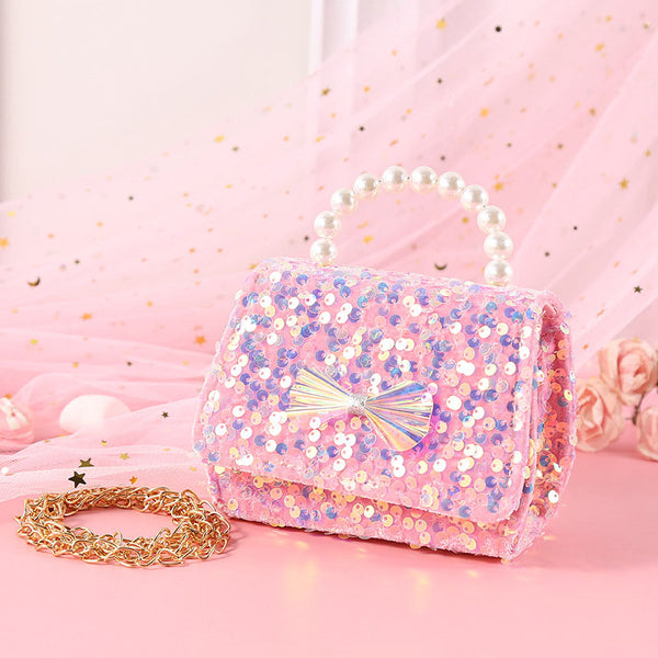 Cute Bow Sequin Princess Crossbody Handbag