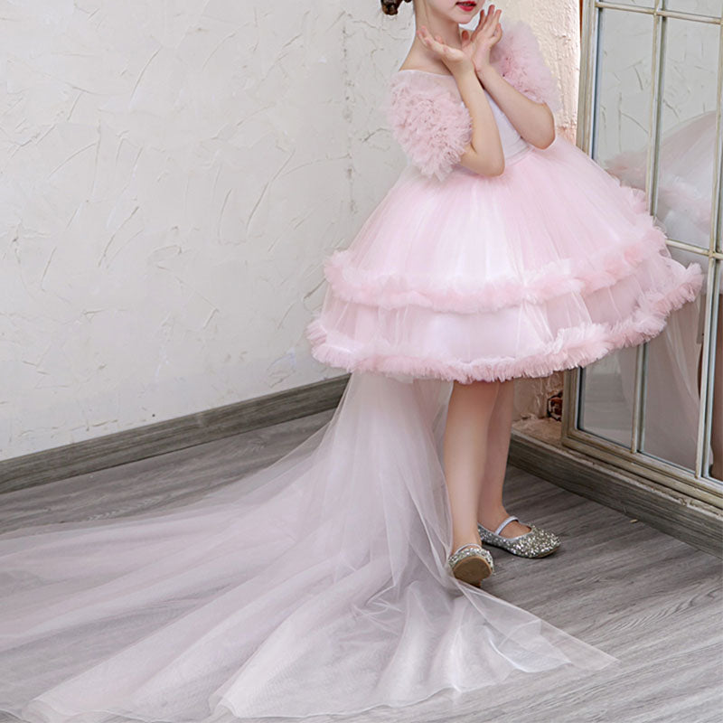 Toddler Girl Birthday Party Drss Pink Cake Trailing Princess Dress
