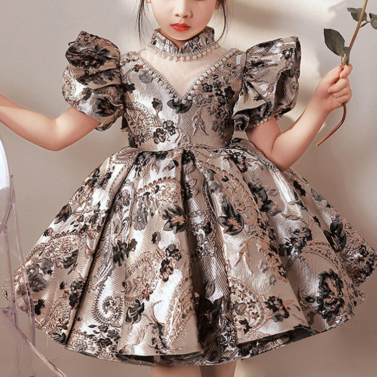 Girls Pageant Dresses Baby Girl Easter Dress Embroidered Flower Vintage Formal Princess Dress