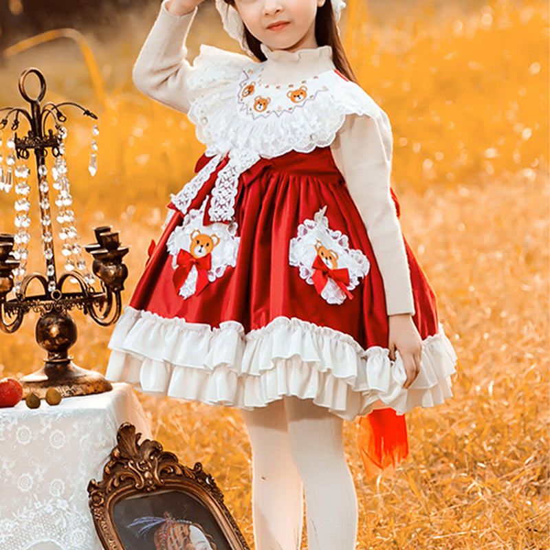 Cute Baby Girl Red Lolita Princess Dress