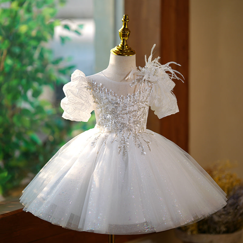 Baby Girl and Toddler Birthday Party Dress Lace Sequin Puffy Princess Dress