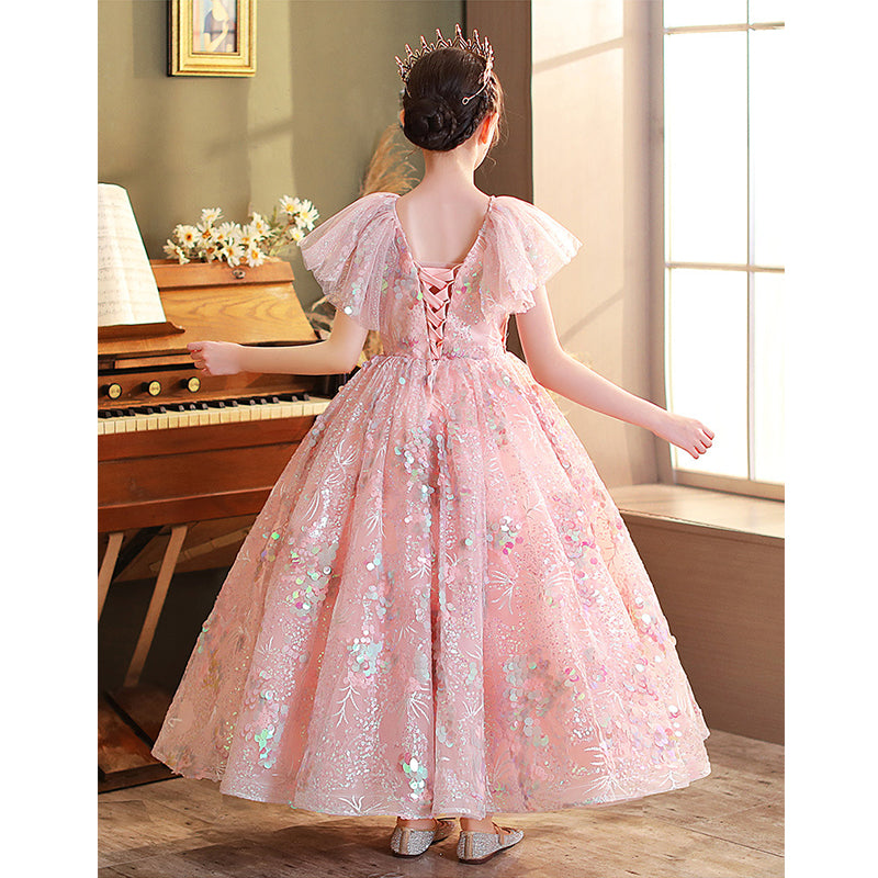 Elegant Girl Sequins Birthday Party Princess Dress