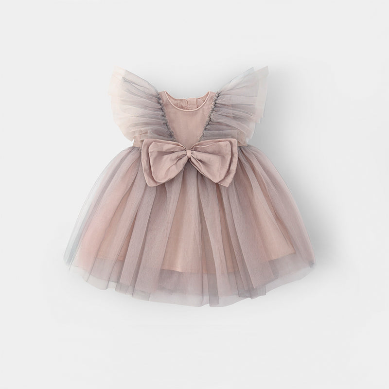 Baby Girl Dress Toddler Ball Gowns Communion Summer Bow Mesh Princess Dress
