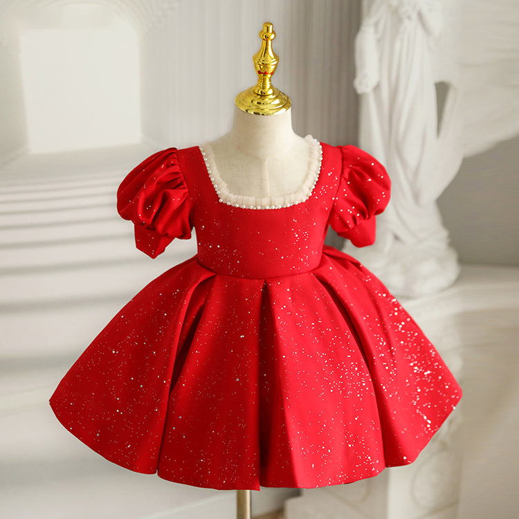 Baby Girl Birthday Party Red Sequins Christmas Princess Dress