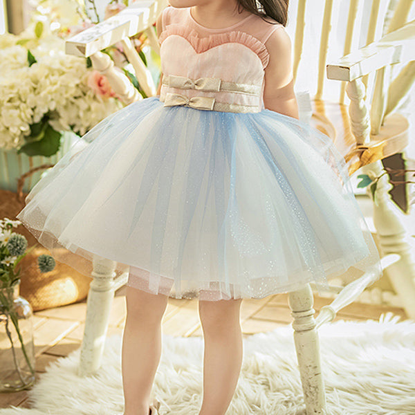 Flower Girl Dress Toddler Summer Cute Round Neck Sleeveless Mesh Princess Dress, Pink blue / 4-5 Years (120cm) Flower Girl Dress Toddler Summer Cute Round Neck Sleeveless Mesh Princess Dress, Pink blue / 4-5 Years (120cm)