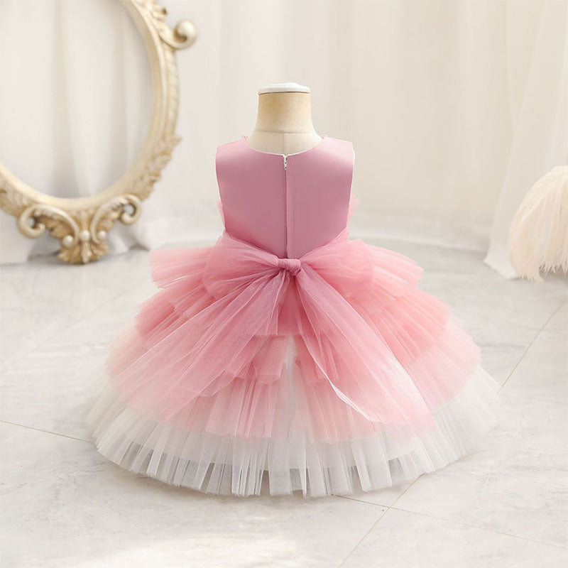 Baby Girl Birthday Party Dress Toddler Cute Gradient Cake Fluffy Princess Dress Girls Formal Dresses