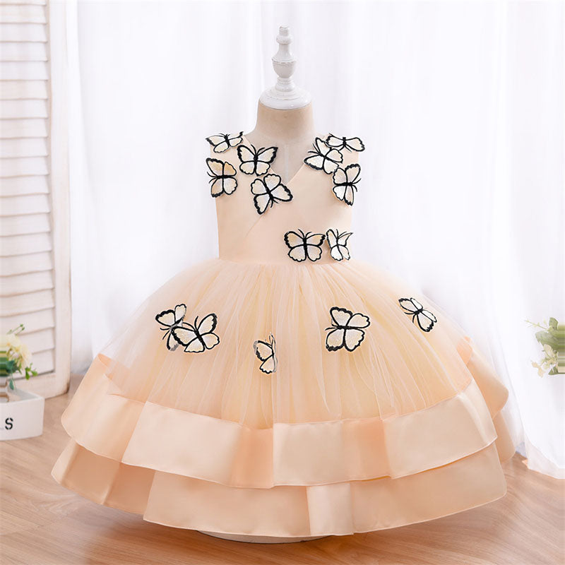 Baby Girl Party Dresses Girl Formal Princess Butterfly  Cake Sleeveless Dress