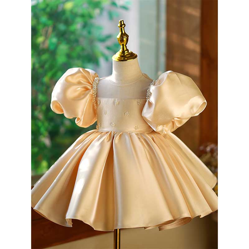 Baby Girl Beaded Bow Princess Dress Toddler Prom Dress Girls Birthday Dress